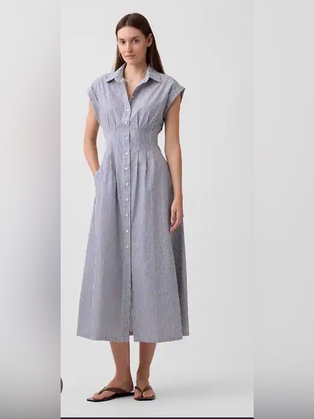 Gap Poplin Cinched Maxi Shirtdress M